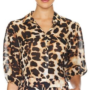 7 For All Mankind Puff Blouse in Leopard